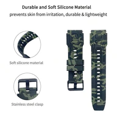 Armband För Garmin Fenix ​​7 / 7 Pro / 6 / 5 22 mm silikon - Militär Gul
