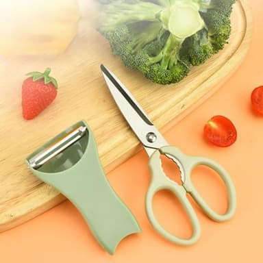 2st/set Rostfritt stål kökssax + potatisskalare - Rosa