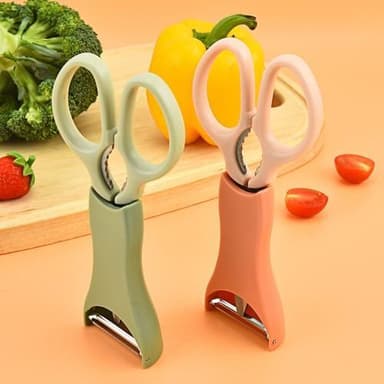 2st/set Rostfritt stål kökssax + potatisskalare - Rosa