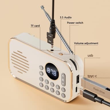 Bluetooth 5.0 FM-radio 3,5 mm ljudkabel TF-kort U Disk