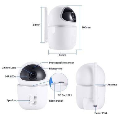 WiFi IP-kamera Rörelsedetektion Trådlös Tvåvägsljud Night Vision