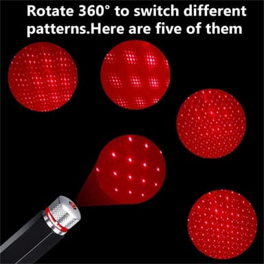 USB Lampa bil sovrum tak Projektor Star Light - Rött Ljus