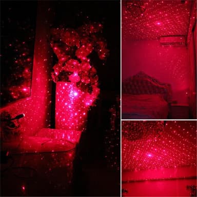 USB Lampa bil sovrum tak Projektor Star Light - Rött Ljus