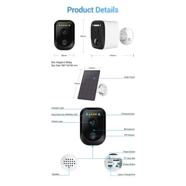 ESCAM QF370 3MP WiFi Kamera PIR Night Vision IP-kamera solpanel