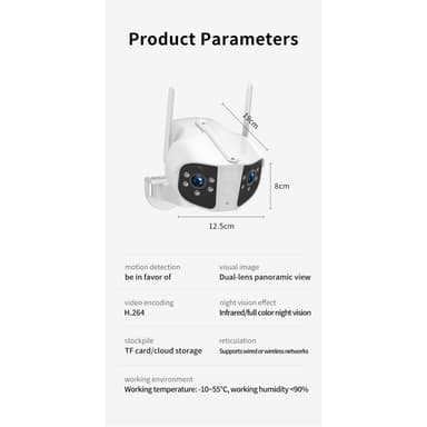 Kamera Utomhus Övervakning Panorama Rörelsedetektor Night Vision