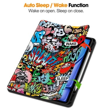 Till iPad Air 13 (2024) Slim fit tri-fold fodral Pennfack - Graffiti