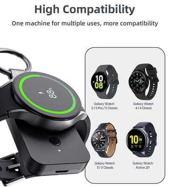 Qi Trådlös Powerbank Till Samsung Galaxy Watch 5 4 3/Watch 5 Pro/Watch4 Classic/Active2/Gear S2 Classic
