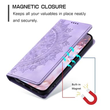 För Samsung Galaxy S25 plånboksfodral Fodral Skal Mandala blommönster