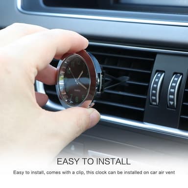 Analog klocka till Bil. Air Vent Clip-on Rund Quartz Bilinredning - Svart