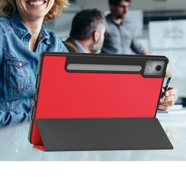 För Lenovo Idea Tab Pro Fodral Tri-Fold Stativ Skal med pennhållare - Röd