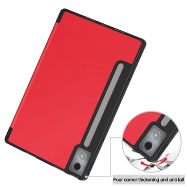 För Lenovo Idea Tab Pro Fodral Tri-Fold Stativ Skal med pennhållare - Röd