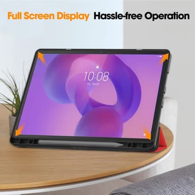 För Lenovo Idea Tab Pro Fodral Tri-Fold Stativ Skal med pennhållare - Röd