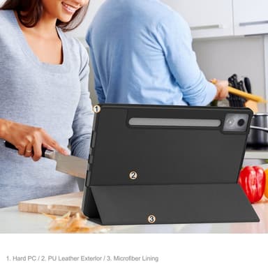 För Lenovo Idea Tab Pro Fodral Tri-Fold Stativ Skal med pennhållare - Svart
