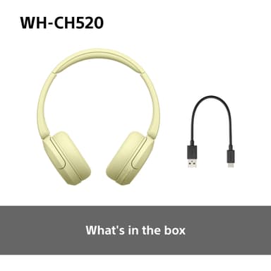 Sony WH-CH520 trådlösa on-ear hörlurar (gul)