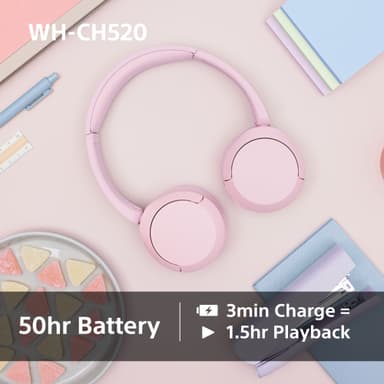 Sony WH-CH520 trådlösa on-ear hörlurar (gul)