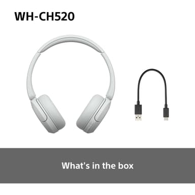 Sony WH-CH520 trådlösa on-ear hörlurar (vit)