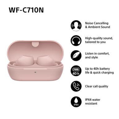 Sony WF-C710N true wireless in-ear hörlurar (rosa)
