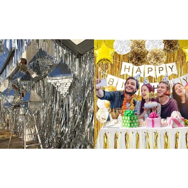 Regnbågsdraperi med glitter, festdekoration Blå M