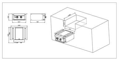 Myoutdoorkitchen - Built-in - Inbyggbar Sidobrännare med dubbla plattor
