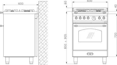 Lofra - Dolce Vita 60 cm (1 ugn) (Svart/Mässing) Induktion