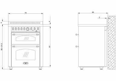 Spis - Dolce Vita 70 cm (2 ugnar)(Rostfri/Brons) Induktion