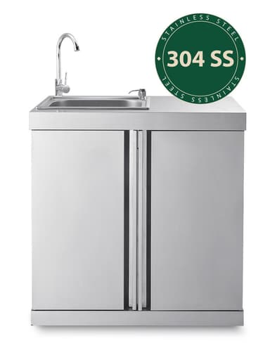 Modul med diskbänk och förvaringsskåp - Stainless