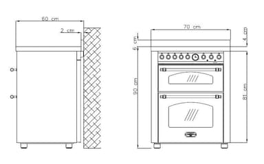 Lofra Spis - Dolce Vita 70 cm (2 ugnar)(Rostfri/Mässing) Induktion