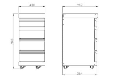 Modul med hyllor - 43 cm - Stainless
