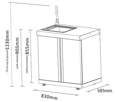 Modul med diskbänk och förvaringsskåp - Stainless