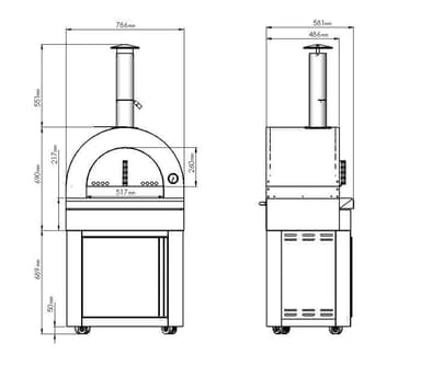 Modul vedeldad pizzaugn - Naples - Stainless