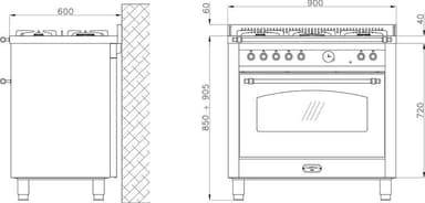 Lofra - Dolce Vita 90 cm (1 ugn) (Svart/Mässing) Gas