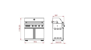 Fristående Gasolgrill med 6 brännare och infravärme - Stainless