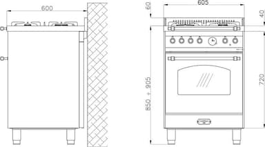 Spis - Dolce Vita 60 cm (1 ugn) (Svart/Krom) Gas