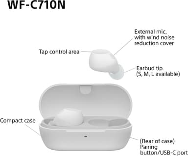 Sony WF-C710N true wireless in-ear hörlurar (vita)