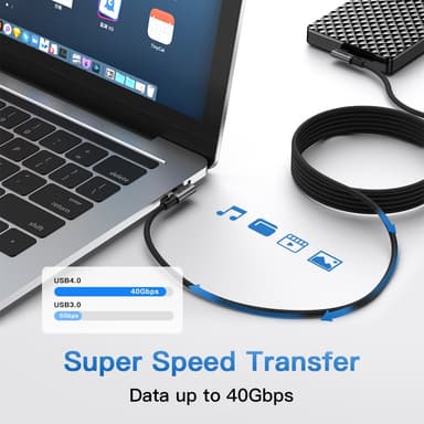NÖRDIC vinklad 25cm USB4 USB-C till C nylonflätad kabel PD3.1 240W 40G 8K60Hz 4K144Hz grå