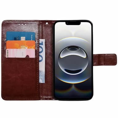 Plånboksfodral 3-kort iPhone 16e - Brun