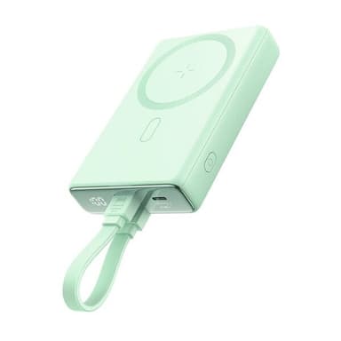 Joyroom Powerbank 10000mAh med trådlös laddning 20W + Lightning - USB-C-kabel - Grön