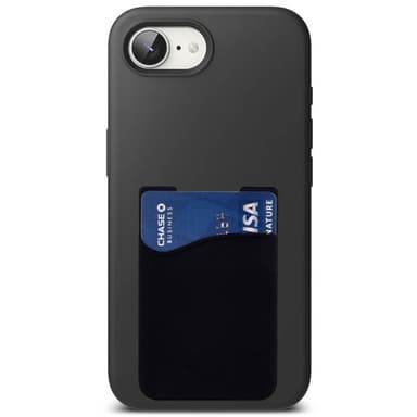 Silikon skal med korthållare iPhone 16e - Svart