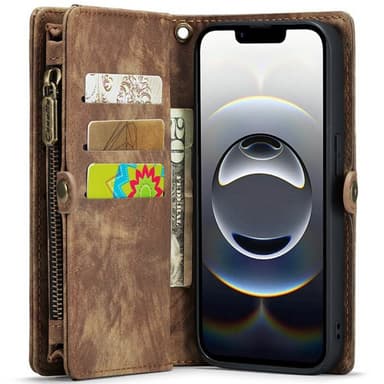 CaseMe mobilfodral 008 8-kort iPhone 16e - Brun