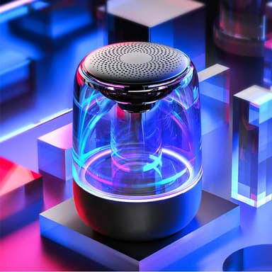Portabel Bluetooth 5.3 Högtalare med LED-Ljus – Transparent Design, Tr