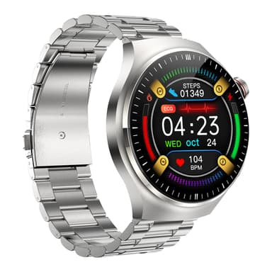 Smart Sportklocka - Hälsoövervakning & Bluetooth Silver