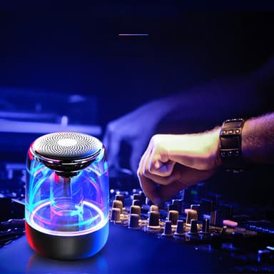 Portabel Bluetooth 5.3 Högtalare med LED-Ljus – Transparent Design, Tr