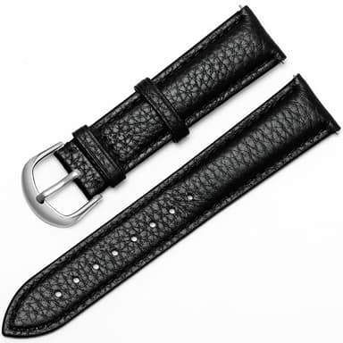 Klockarmband med Litchi mönster Svart 16 mm