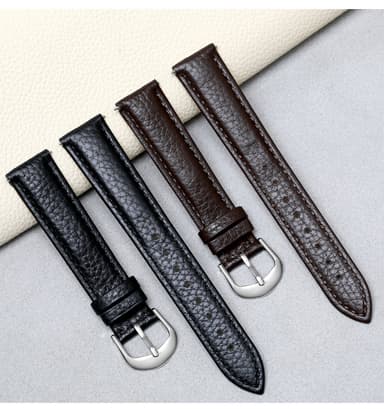 Klockarmband med Litchi mönster Svart 16 mm