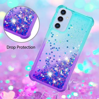 SKALO Samsung A26 5G Kvicksand Glitter Skal - Turkos-Lila