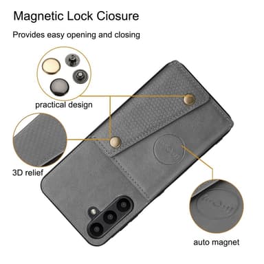 SKALO Samsung A26 5G PU-Läder 2-Kortfack Skal - Svart