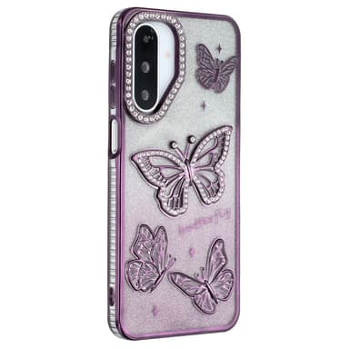 SKALO Samsung A26 5G Butterfly Rhinestones Skal - Lila
