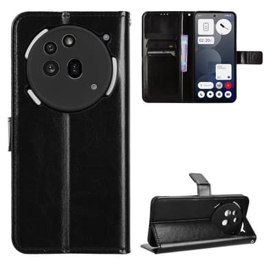 SKALO Nothing Phone (3a) Pro 5G PU-läder Plånboksfodral - Svart - Svart