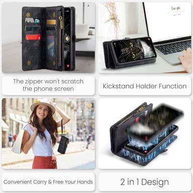 CaseMe Samsung A36 5G 008 BIg Wallet 2in1 Magnet Plånboksfodral - Svart