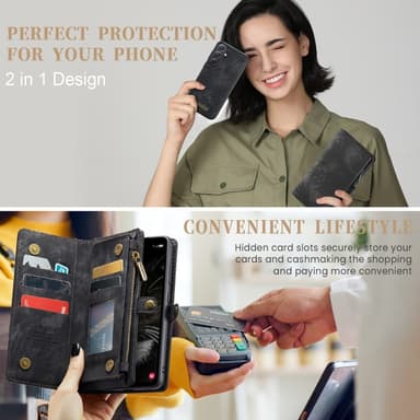CaseMe Samsung A36 5G 008 BIg Wallet 2in1 Magnet Plånboksfodral - Svart